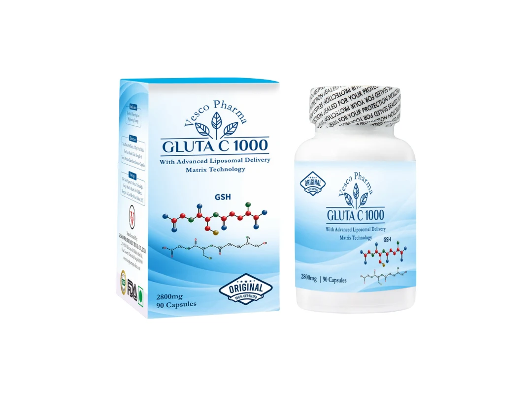 Vesco Pharma Gluta C 1000 – Glutathione Skin Whitening Capsules | Brightening & Anti-Aging Support